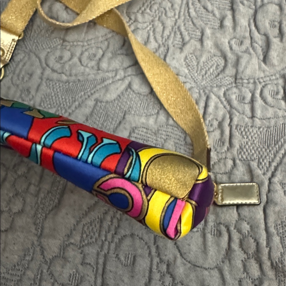 Rare Coach Poppy Crossbody Satin Bag Gold Multicolor Spring Summer handbag - Picture 9 of 9